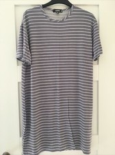 Missguided T Shirt Dress Size 8 Grey with white Stripe casual comfy summer