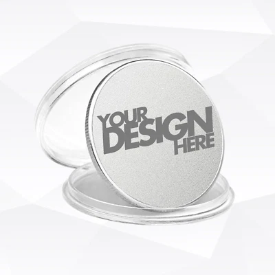 Metal Coins - Custom Laser Engraved - Silver Plated Coin - SILVER Personalized