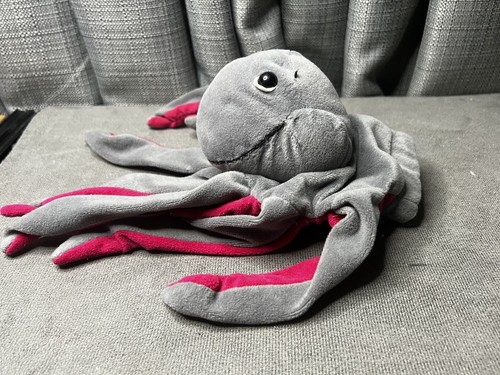 Peluche de colección Plush Creations Inc marioneta de mano completa pulpo gris rosa 1993 - Imagen 4 de 11
