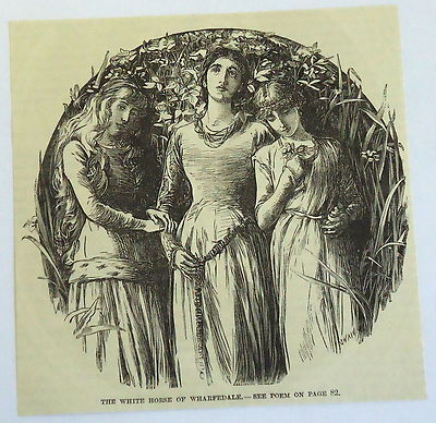 1885 small magazine engraving ~ The White Horse Of Wharfedale