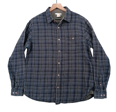 Carbon 2 Cobalt Shirt Mens Medium Plaid Pockets Button Down Long Sleeve Cotton