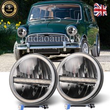 7'' Round Black DOT LED Headlights Halo Hi/Lo Beam for Classic Mini Austin Rover