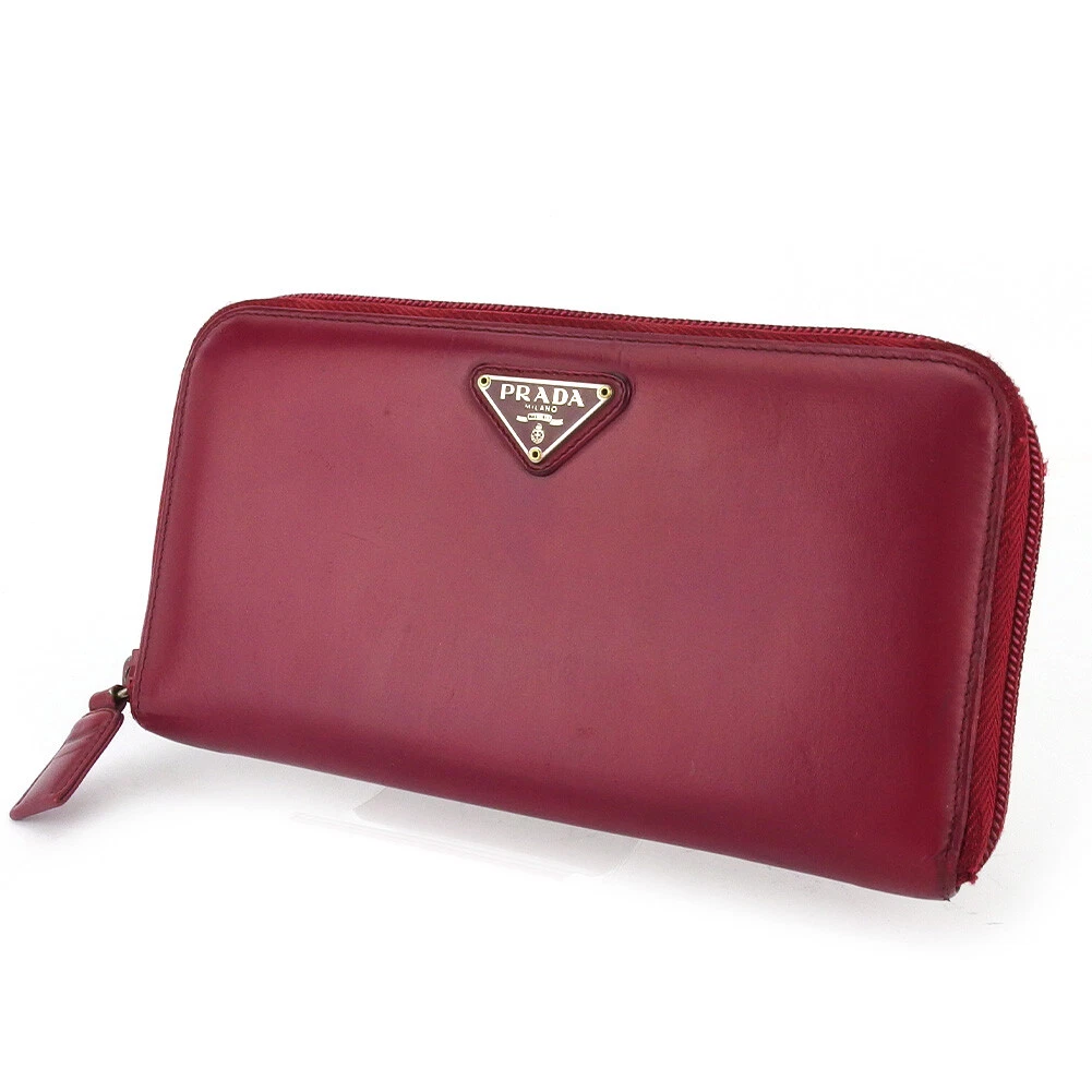 Amazon.com: Prada Womens Saffiano Leather Rosso Red Snap Trifold Wallet :  Clothing, Shoes & Jewelry