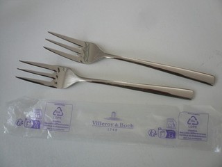Gedeckter Tisch 2 Kuchengabeln Edelstahlgabeln Gabeln Besteck Villeroy & Boch