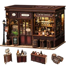 MAKEASY Book Nook Kit - DIY Miniature House Kit for Adults and Teens, 3D Wood...