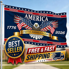 3 Ply 250 Years America Flag - Double Sided Patriotic Eagle 3 X 5 Ft Anniversary