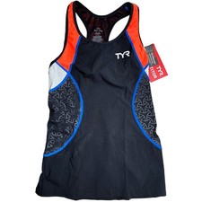 TYR Women's Competitor Tri Tank Top - Black Coral Blue - Size Small - 72