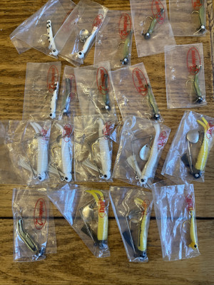 Vintage Thompson Dall Crappie Jigs Lead Head With Plastic Grub Spinners Variety 