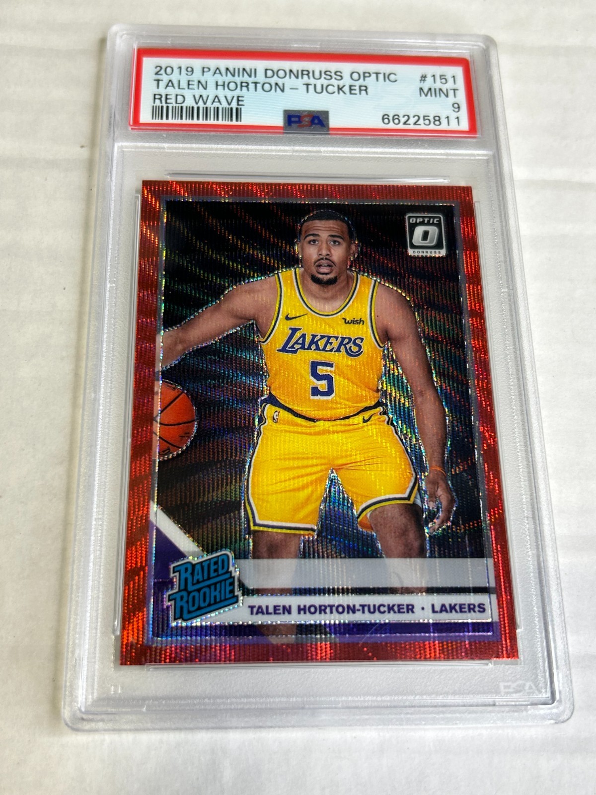 2019-20 Donruss Optic Talen Horton-Tucker #151 Rated Rookie Red Wave PSA 9 E6