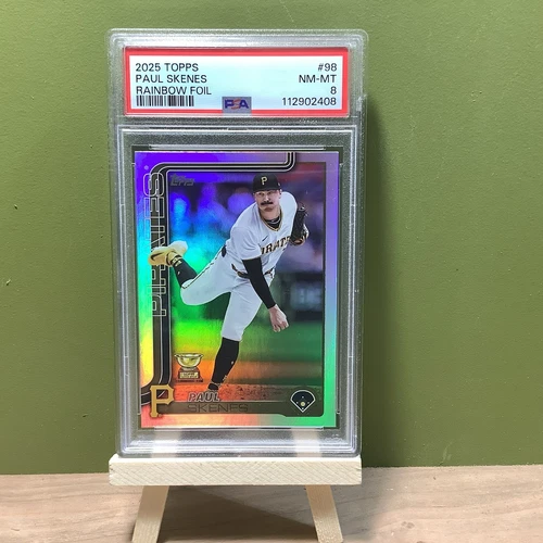 2025 Topps Series 1 - Paul Skenes #98 Rainbow Foilboard PSA 8