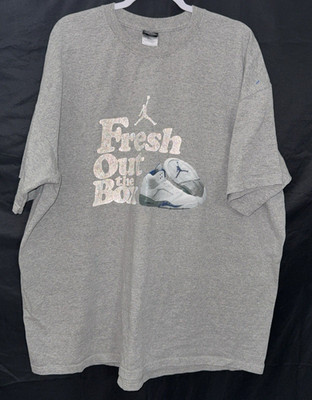 Jordan Shirt Mens 2X Gray Fresh Out the Box Air 5 Retro Basketball Tee 2000s