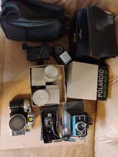 Lot Of 3 Vintage Cameras And Lights Polaroid, Kodak Ball Bearing, Unknown 35mm