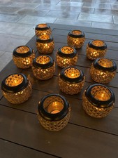 Set Of 12 Large Sienna Black Gold T-Light Decorative Candle Holder Garden Decor