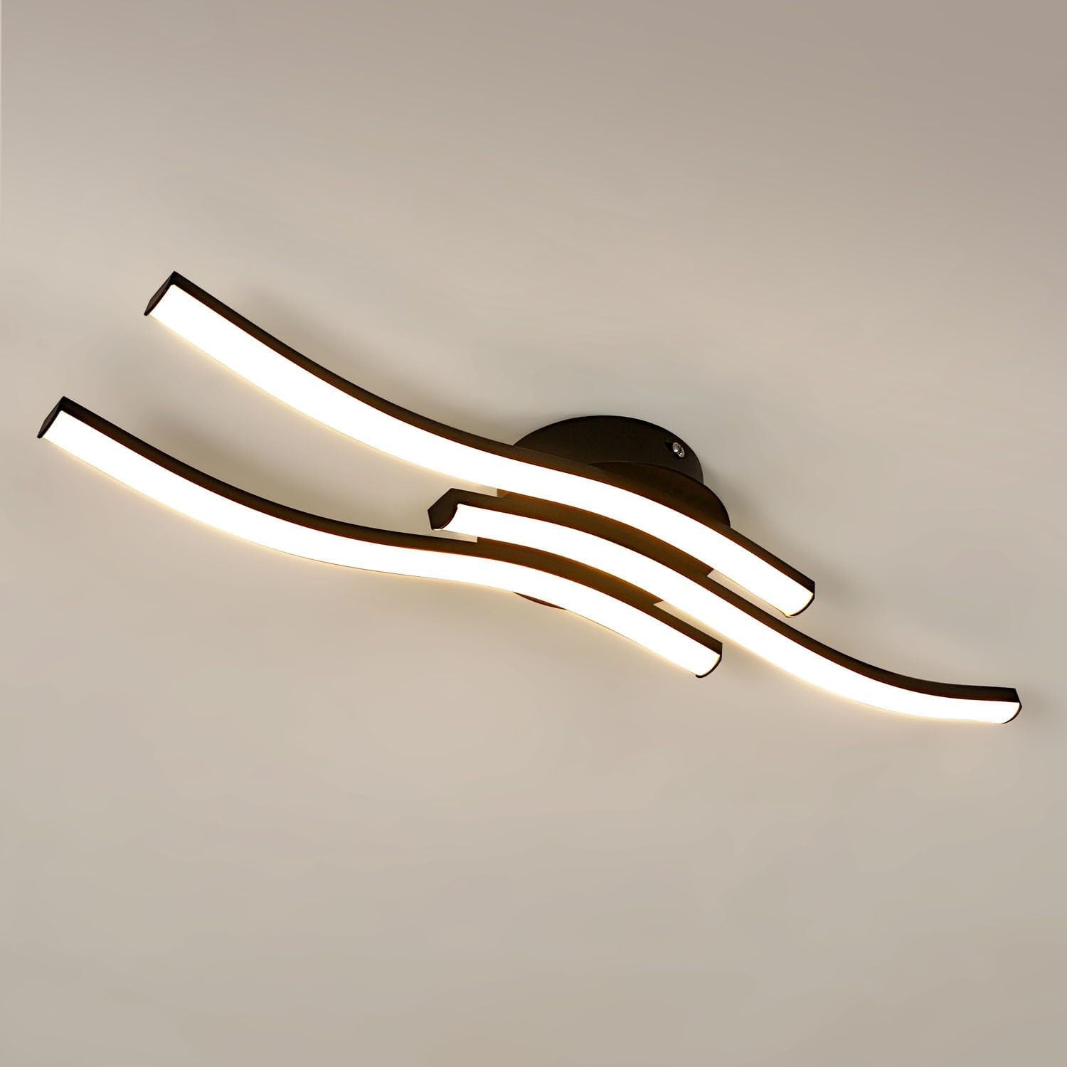 Plafoniera LED Soffitto 20W 2050LM: Design Nero 3 Luci per Casa Moderna