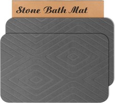 2 Pack Stone Bath Mat, Diatomaceous Earth Shower Mat, Non-Slip Super Absorbent