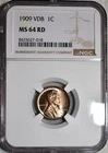 NGC MS-64 RD 1909-P VDB Lincoln Cent, Cartwheeling, Full-Red Blazer!