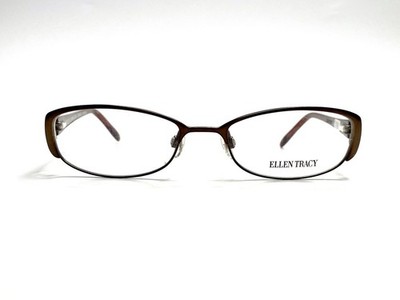 New Ellen Tracy Brown Metal Oval Glasses Red Temple Vienna Brown 52 18 130