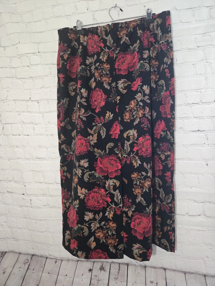 Saia Maxi Antiga Tamanho 18W Moody Inverno Vermelho Floral Anos 90 Whimsygoth FairyGrunge  - Imagem 2 de 4