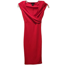 Joe & Elle Women's Little Red Dress Size XS Form Fitting Stretch Scoop Neck 1345