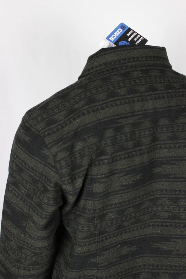 Cinch 男式内衬卡车司机夹克按扣森林绿色黑色 MWJ1921002 — 第 3/4 张图片