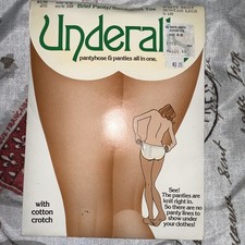 Vtg Underalls Pantyhose Sandalfoot Toe White Brief Panty Suntan Legs Size A-B