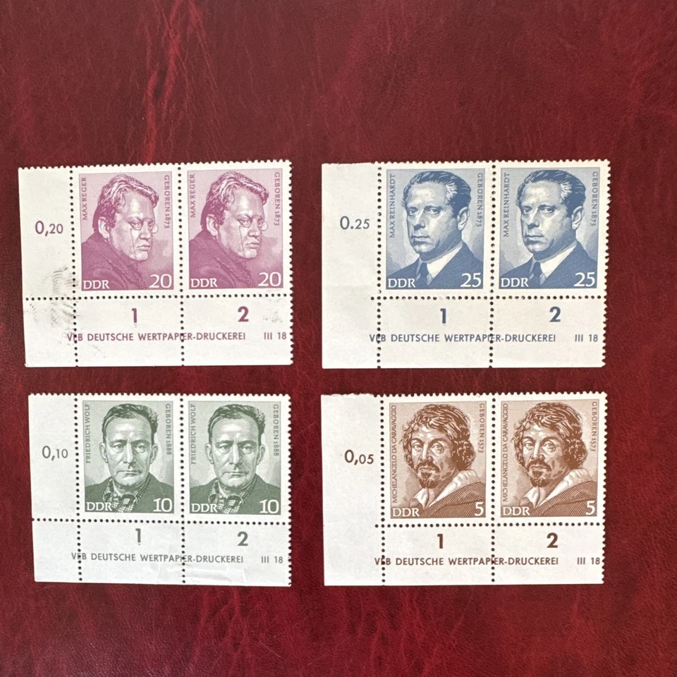 DDR East Germany Stamp Block Celebrities 0,05-0,25 1971-1980 MNH 2x1 4 - Image 1 of 1