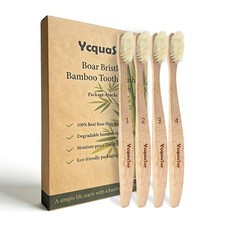 Premium Boar Bristle Toothbrush 4 Pack  100 Plastic  Nylon  Gentle Deep...