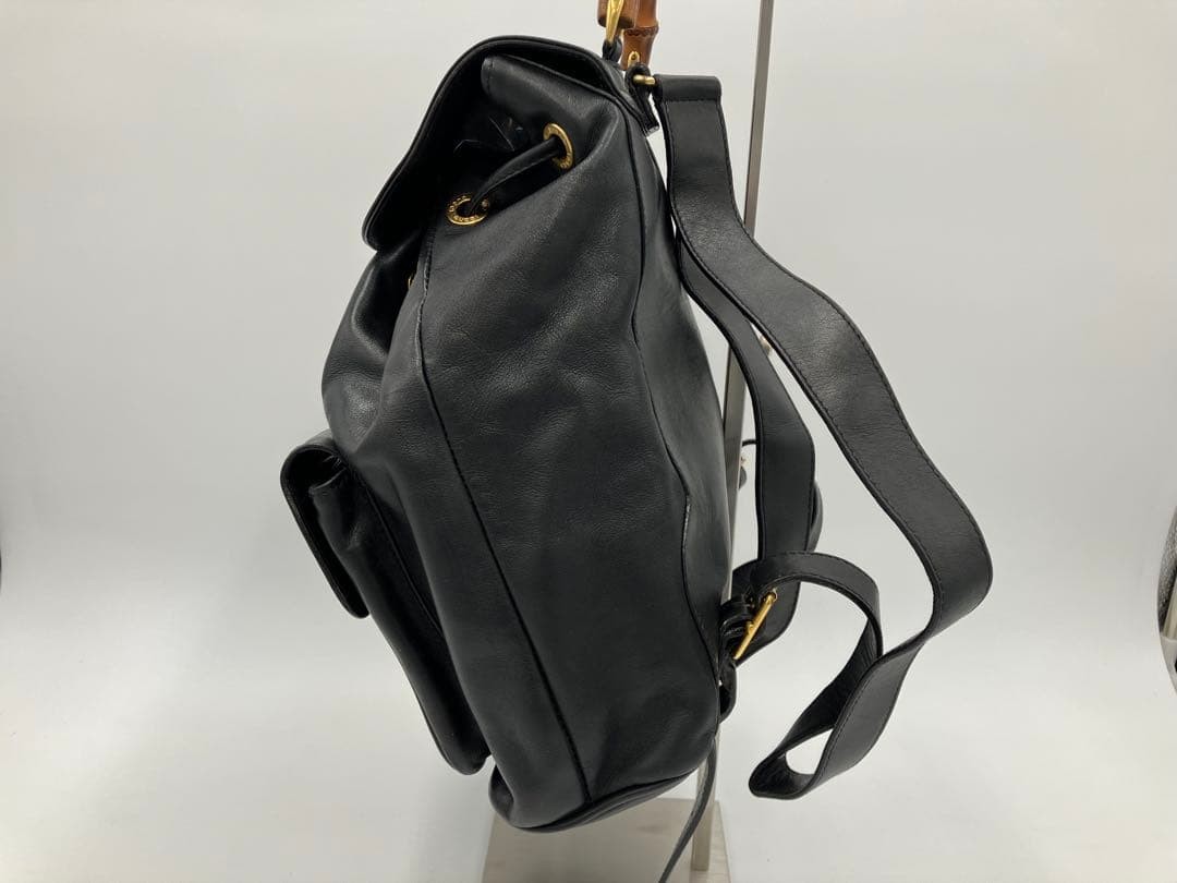 GUCCI Bamboo Drawstring Mini Backpack Rucksack Le… - image 5