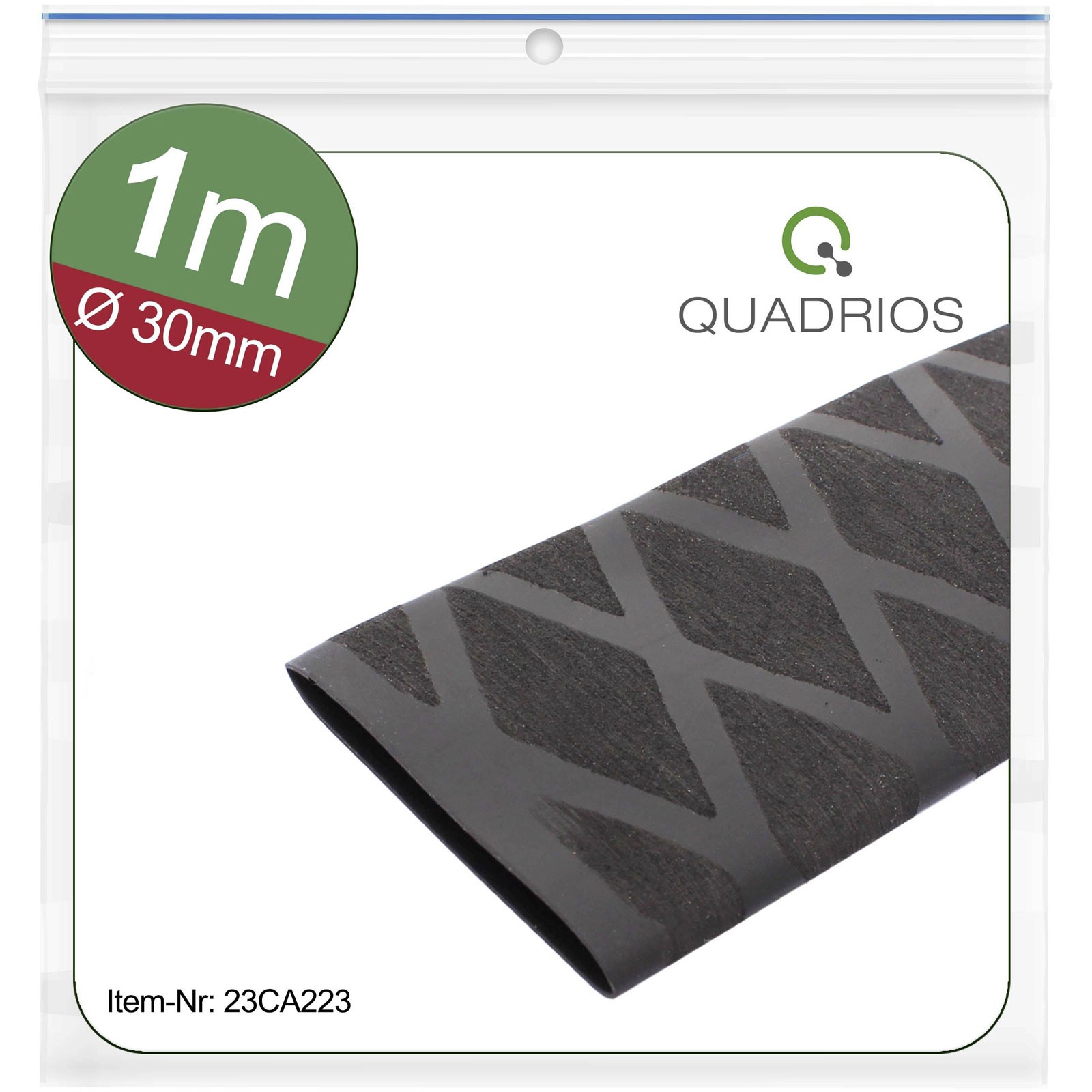 Quadrios Heatshrink Tubing Black 30mm 15mm 2:1 1m Non-slip