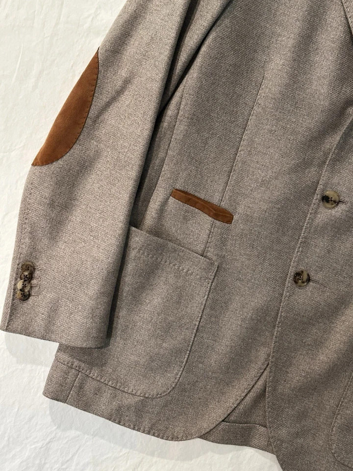 LORO PIANA Fabric Made In Italy High End  Jacket Blazer 100% Cashmere Tan 42 US - Image 3 of 4