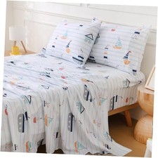 Kids Size 4 Piece Bed Sheets for Boys Nautical Sailboat Sheet Sets Full Seaboat