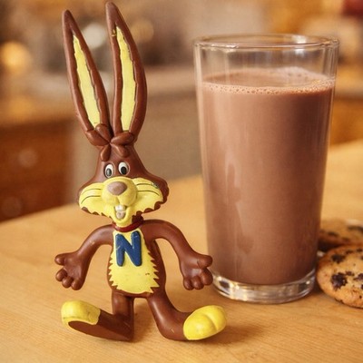 Vintage Russ Nesquik Rabbit Rubber Toy Brown Bunny 6  Figure