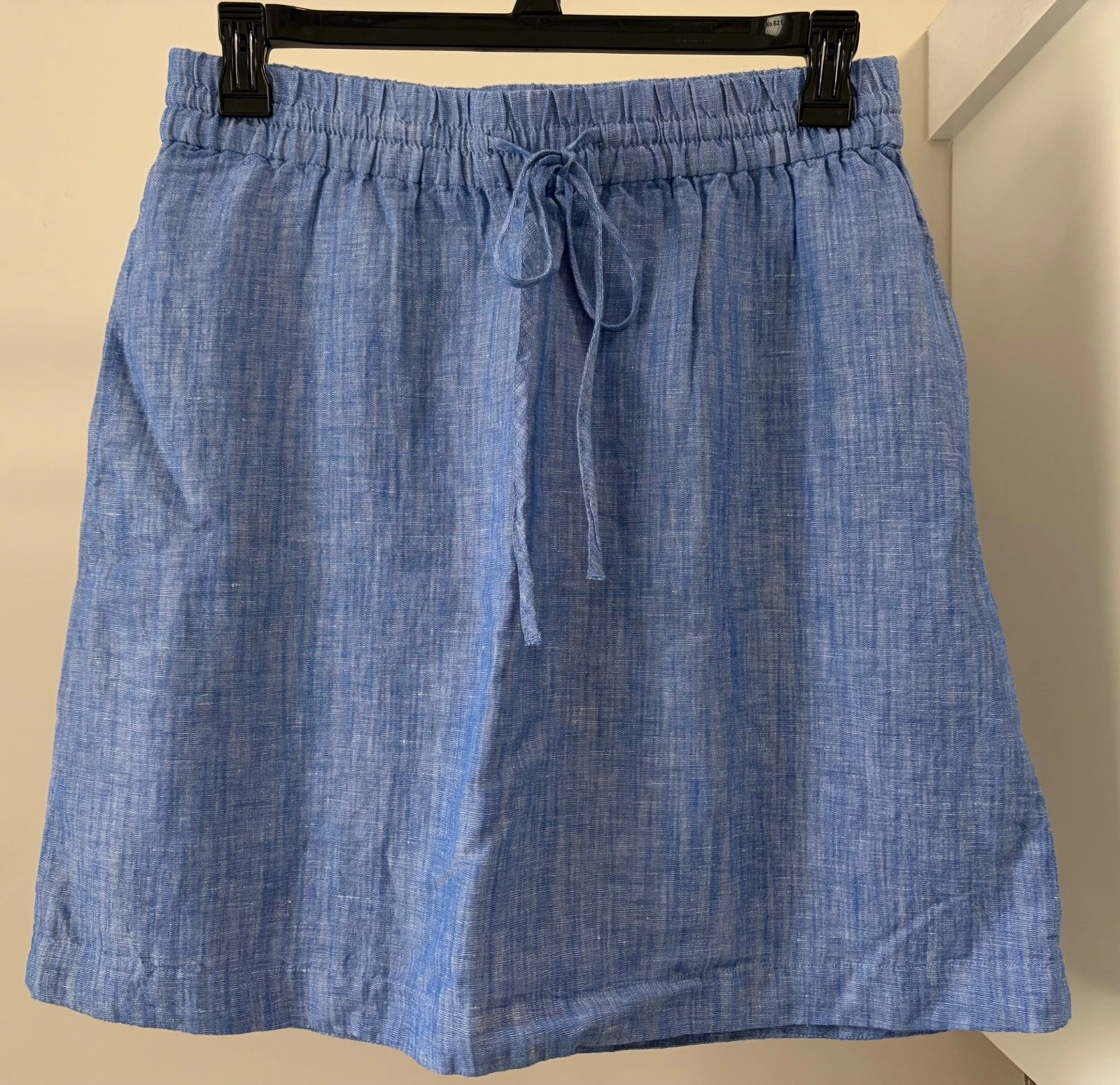 Talbots Women's Size M Linen-Blend Skirt Blue A-Line Lined Drawstring Waistband