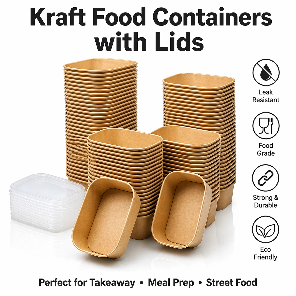 Kraft Food Containers with Lids Rectangular Paper Box Street Deli Meal Takeaway
Opens in a new windo