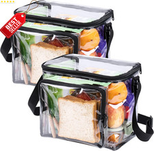 2 Pack Clear Lunch Bag Plastic See Through Work Stadium Tote 10.6x8.6x6 - US