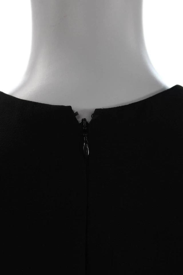 Vestido Vaina Valentino Mujer Negro Manga Larga Cuello Redondo Lana Seda Talla 8 Foto 4 de 4