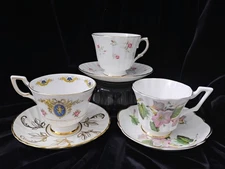 Teacups And Saucers,Set of Three,6 Pieces,Duchess,Ansley,Regency,Tuscan,England