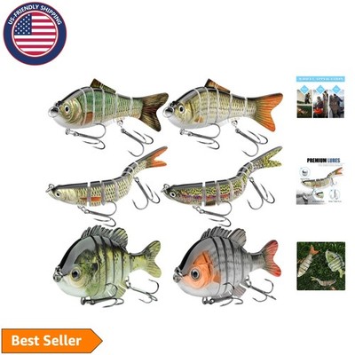 Slow Sinking 6 Pcs Fishing Lures - Multi-Color for Bass & Trout Fishing