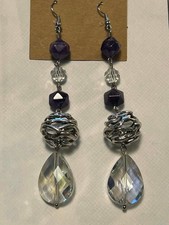 Handmade Amethyst Clear Crystal and Metal Acc...