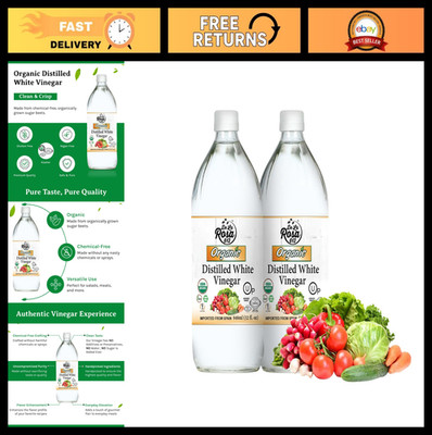 Organic Distilled White Vinegar - Raw & Unfiltered, Kosher, Vegan, Gluten-Free,