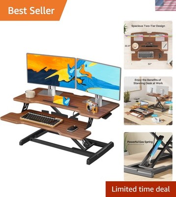 Standing Desk Converter 32 inch, Height Adjustable Sit Stand Desk Riser, Quic...