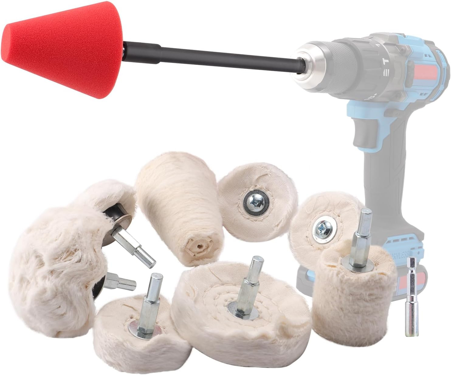 Disco Lucidante per Trapano,  8Pcs Rotella Di Lucidatura Di Panno Di Cotone Di C