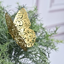 12 GOLD 3D Butterfly WALL Decals Removable DIY STICKERS Party Events Decorations