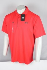Under Armour Men's Tech Polo Short Sleeve Shirt Racer Red Pitch Gray 713