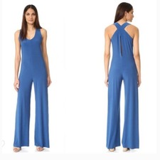 Norma Kamali Kulture Crisscross Racer Back Blue Jumpsuit Size S