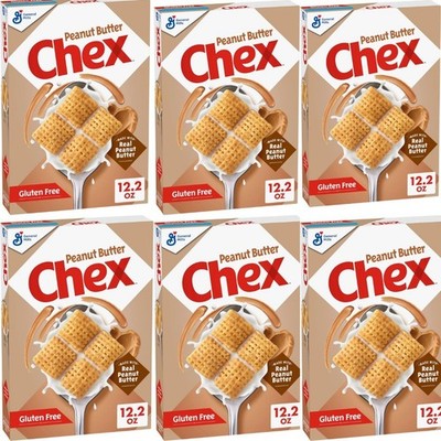 6-Pack Peanut Butter Chex Cereal Gluten Free Breakfast Snack,  12.2 oz Each
