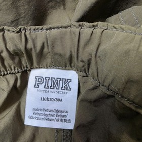 Victoria Secret PINK Women's pants Large Green Windbreaker Hiking Cargo Pockets