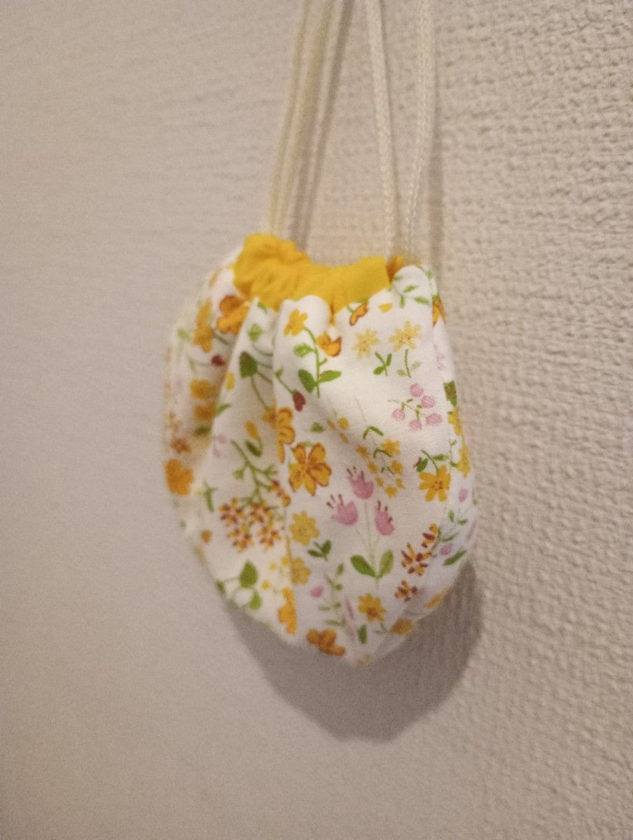 Mini drawstring purse, , small flower pattern, pu… - image 4