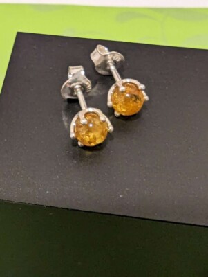 Ernst Stein 1 Pair Earrings 925 Sterling Silver with Honey Amber 0.91
