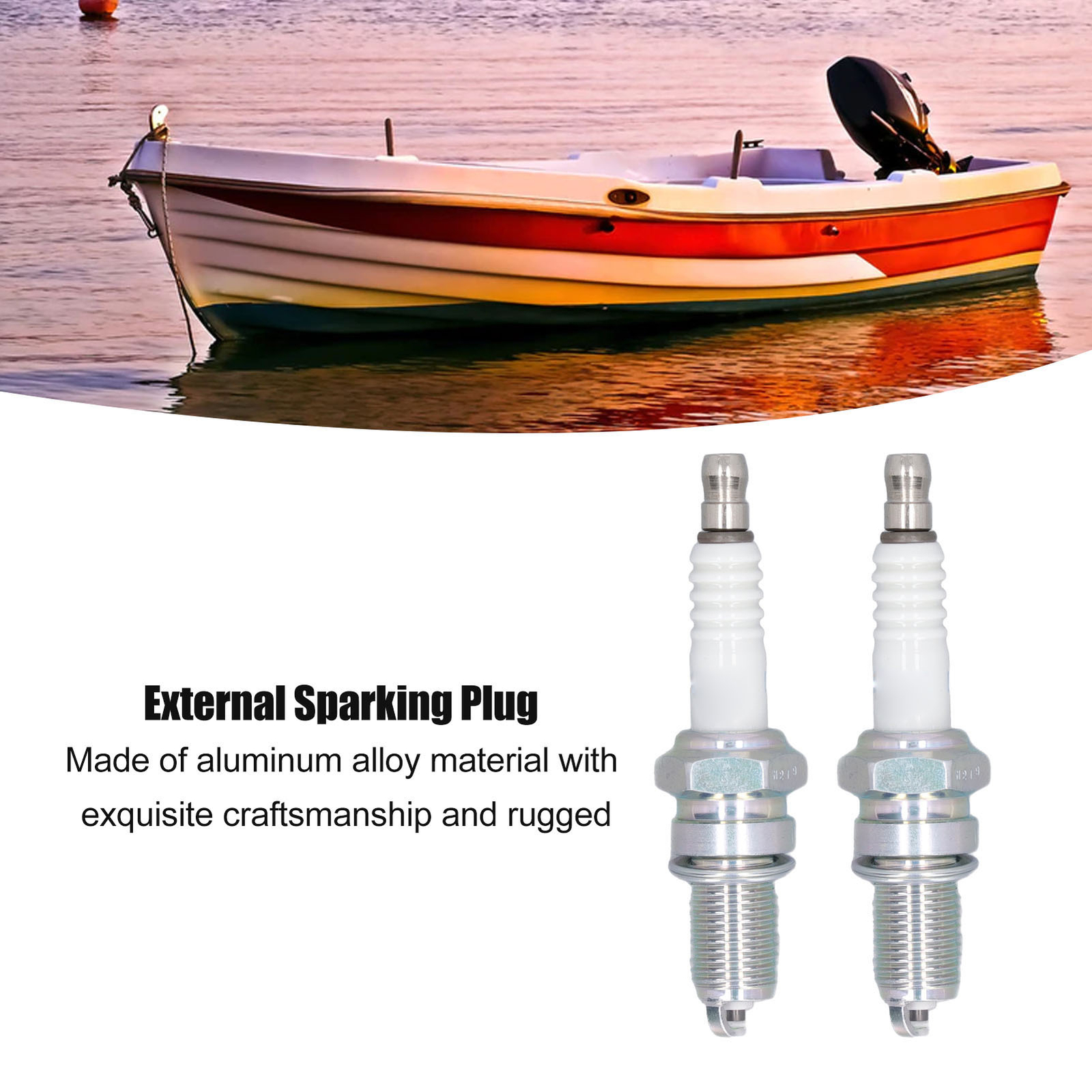 2Pcs Outboard Engine Sparking Plug High Melting Point Aluminum Alloy